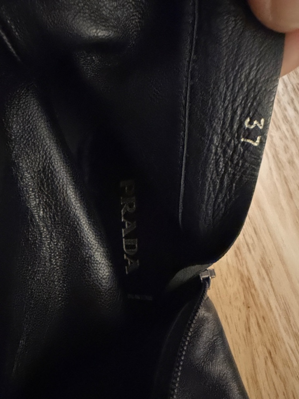 Prada Black Leather Kitten Heel Ankle Boots Buckle Detail Size 37 - Picture 5 of 5